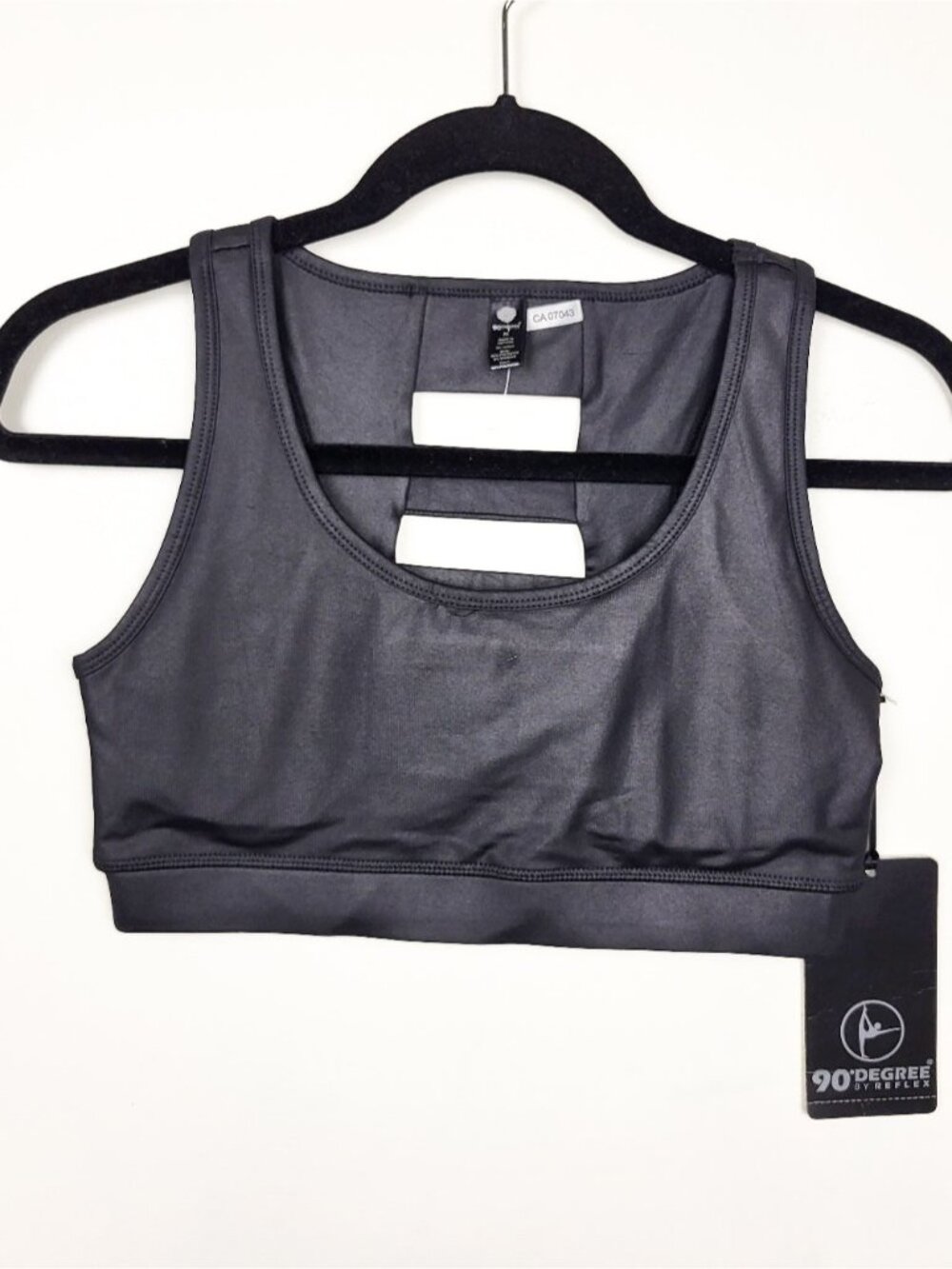 NEW - 90 Degree by Reflex Shiny Faux-Leather Sports Bra | Size MEDIUM